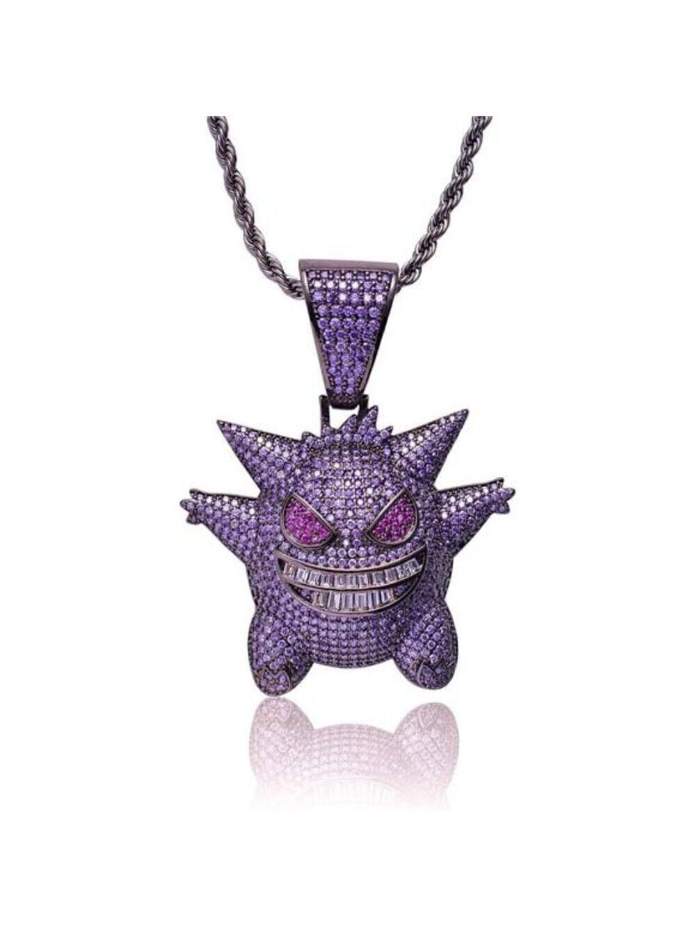 GENGAR Pokemon Chain Purple Stainless Steel jewelry thick cuban necklace men NWT